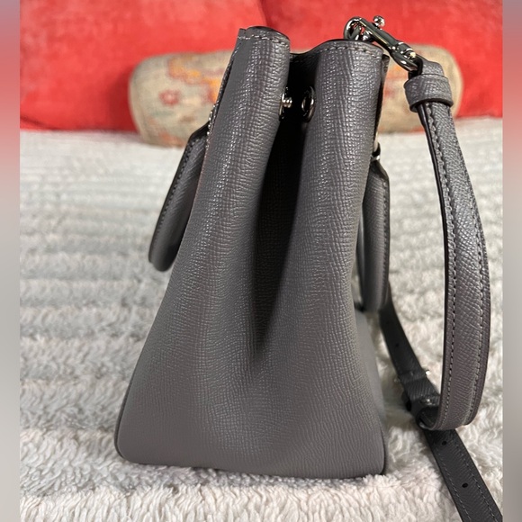 Coach Mini Surrey Carryall Bag Grey Crossgrain Leather NWT - Picture 7 of 13